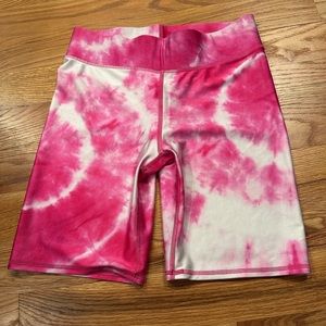 Terez pink tie dye bike shorts